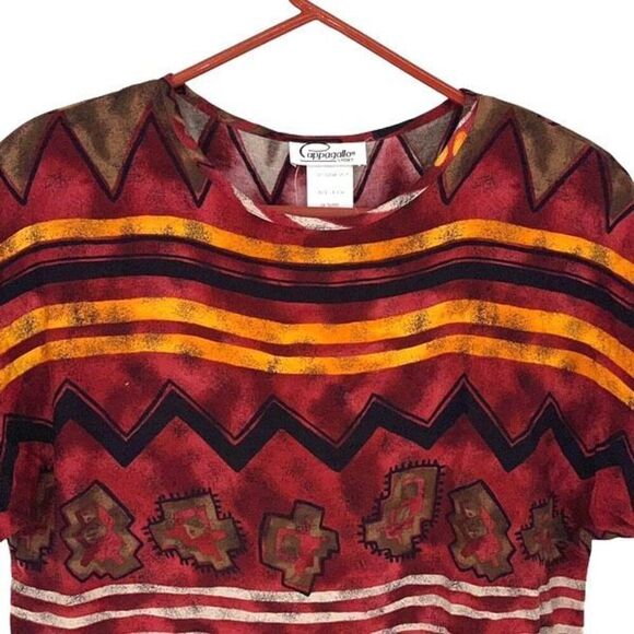 Cappagallo Sport Vintage 90’s Blouse Western Southwestern Tribal Print Size 8 - Picture 3 of 6